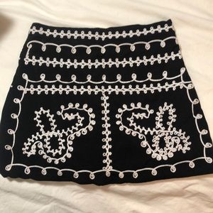 LF black embroidered mini skirt